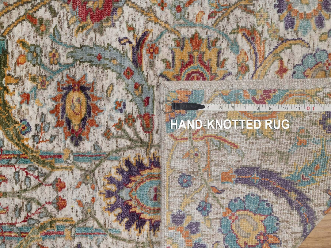 2'6" x 6'0" New Hand Knotted Ivory Wool & Silk Runner Oriental Rug - MOA10292065