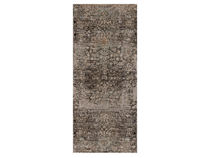 2'7" x 6'1" New Hand Knotted Brown Wool & Silk Runner Oriental Rug - MOA10292066
