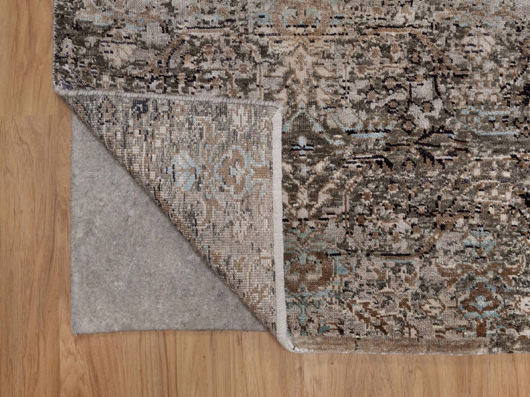 2'7" x 6'1" New Hand Knotted Brown Wool & Silk Runner Oriental Rug - MOA10292066