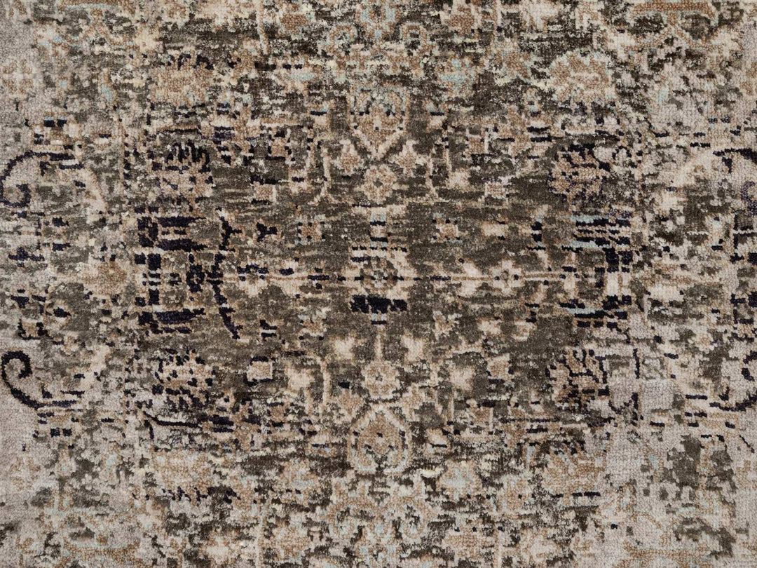 2'7" x 6'1" New Hand Knotted Brown Wool & Silk Runner Oriental Rug - MOA10292066