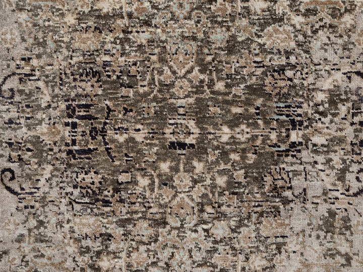 2'7" x 6'1" New Hand Knotted Brown Wool & Silk Runner Oriental Rug - MOA10292066