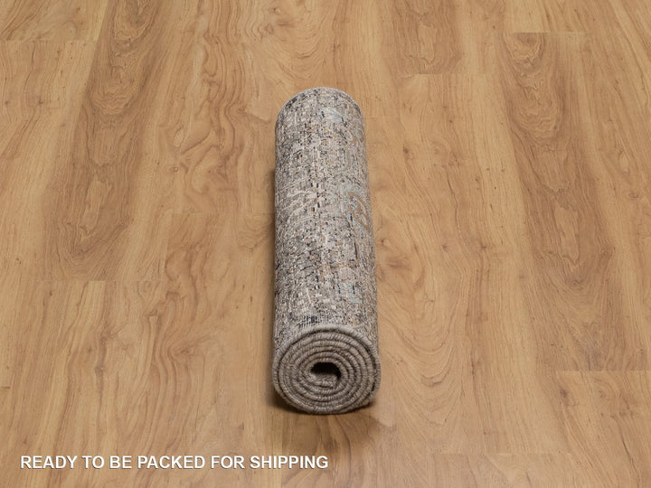 2'7" x 6'1" New Hand Knotted Brown Wool & Silk Runner Oriental Rug - MOA10292066