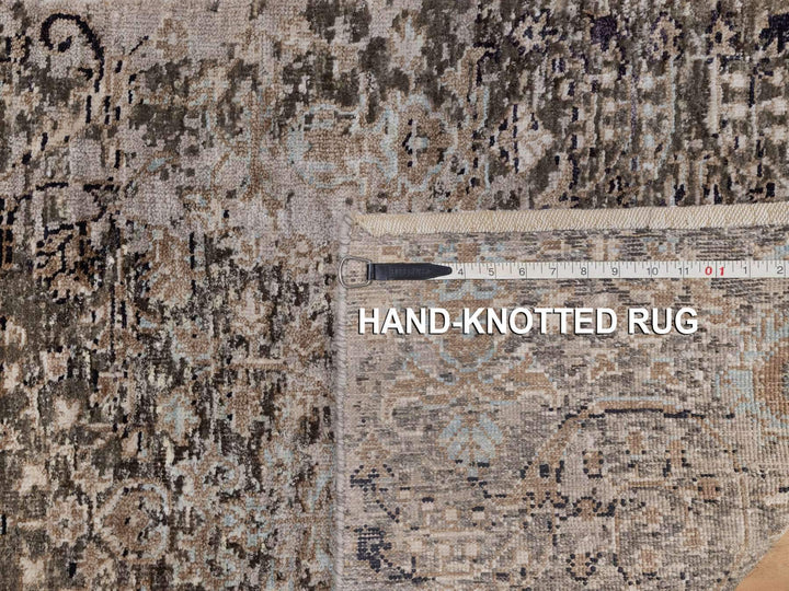 2'7" x 6'1" New Hand Knotted Brown Wool & Silk Runner Oriental Rug - MOA10292066