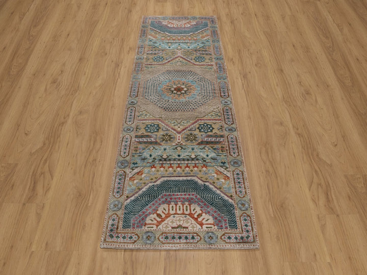 2'7" x 8'2" New Hand Knotted Brown Wool & Silk Runner Oriental Rug - MOA10292067