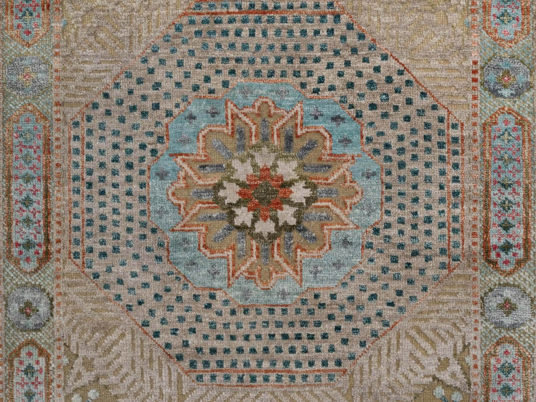 2'7" x 8'2" New Hand Knotted Brown Wool & Silk Runner Oriental Rug - MOA10292067