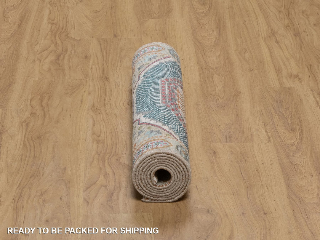 2'7" x 8'2" New Hand Knotted Brown Wool & Silk Runner Oriental Rug - MOA10292067