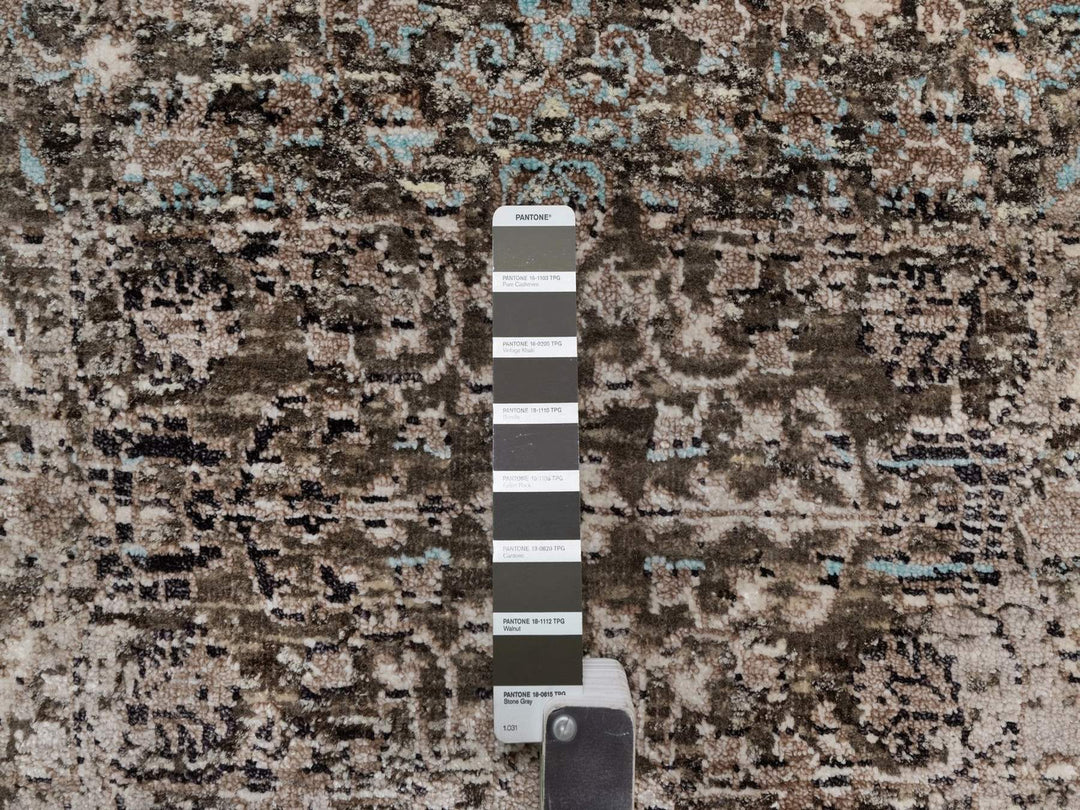 2'7" x 11'10" New Hand Knotted Brown Wool & Silk Runner Oriental Rug - MOA10292068