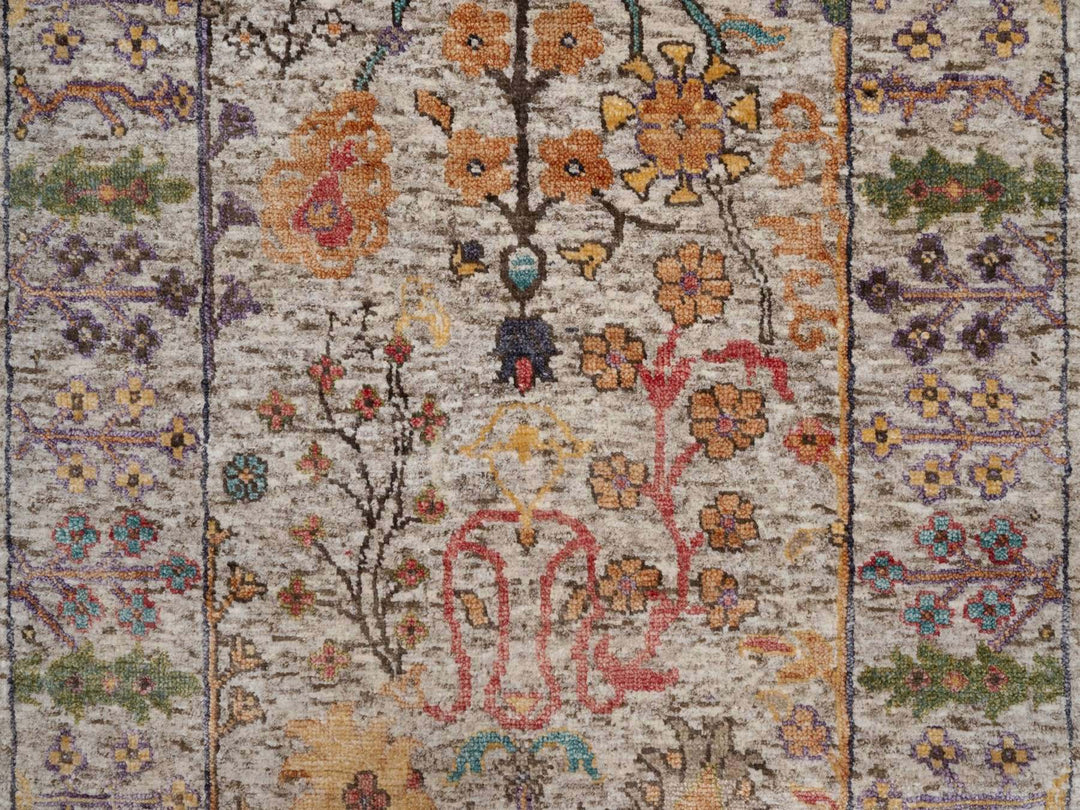 2'9" x 11'10" New Hand Knotted Ivory Wool & Silk Runner Oriental Rug - MOA10292069