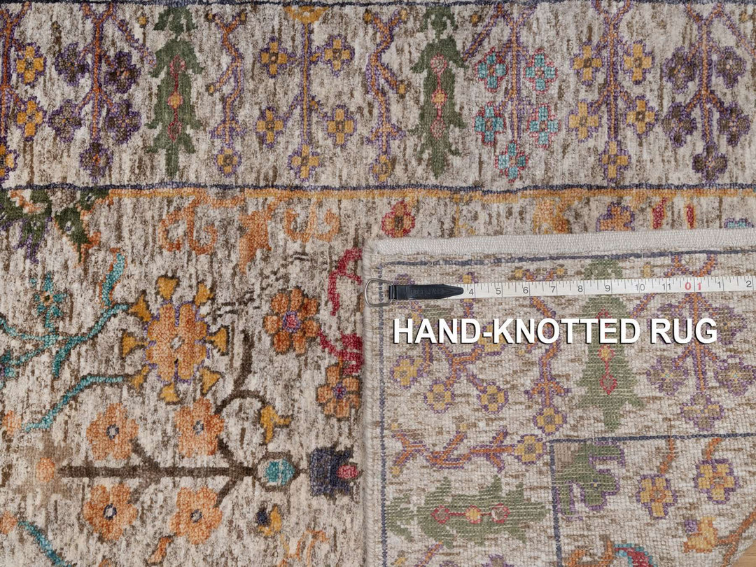 2'9" x 11'10" New Hand Knotted Ivory Wool & Silk Runner Oriental Rug - MOA10292069