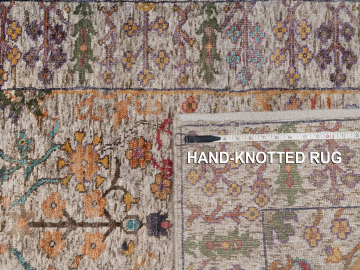 2'9" x 11'10" New Hand Knotted Ivory Wool & Silk Runner Oriental Rug - MOA10292069