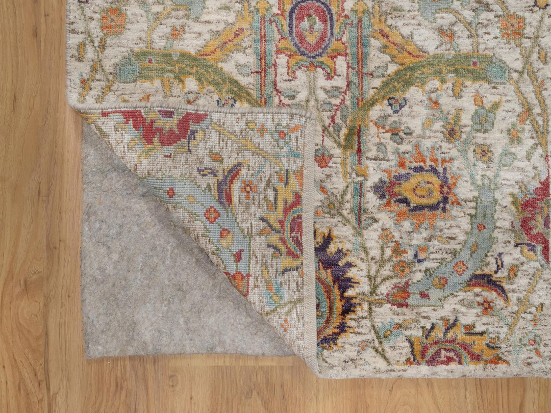 2'6" x 8'2" New Hand Knotted Ivory Wool & Silk Runner Oriental Rug - MOA10292070