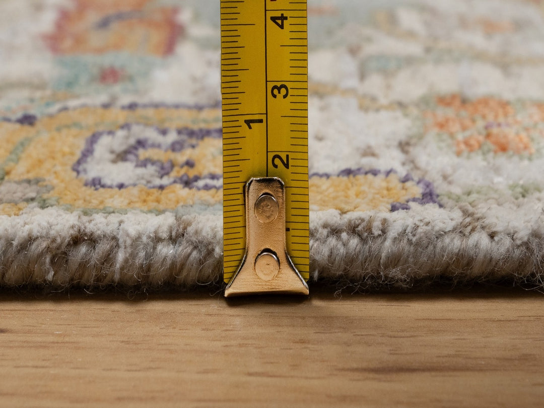 2'6" x 8'2" New Hand Knotted Ivory Wool & Silk Runner Oriental Rug - MOA10292070