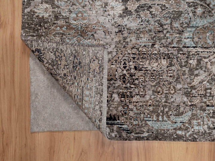 5'10" x 9'2" New Hand Knotted Brown Wool & Silk Rectangle Oriental Rug - MOA10292071