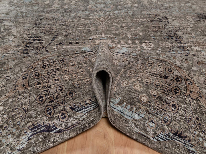 5'10" x 9'2" New Hand Knotted Brown Wool & Silk Rectangle Oriental Rug - MOA10292071