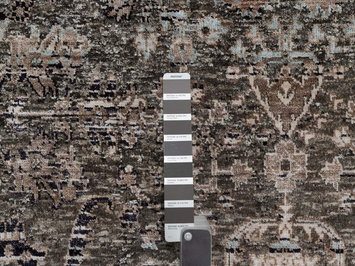 5'10" x 9'2" New Hand Knotted Brown Wool & Silk Rectangle Oriental Rug - MOA10292071