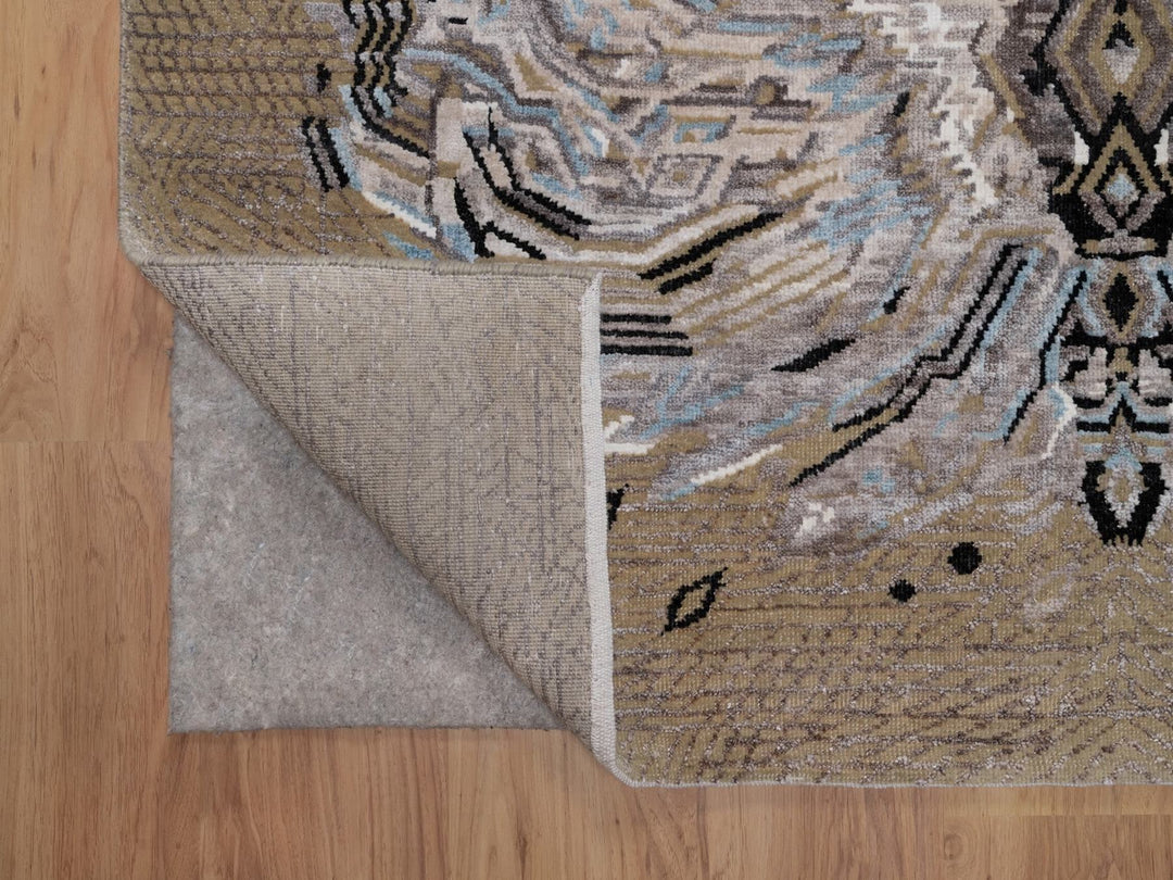 5'3" x 7'0" New Hand Knotted Brown Wool & Silk Rectangle Oriental Rug - MOA10292072