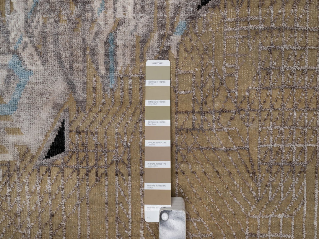 5'3" x 7'0" New Hand Knotted Brown Wool & Silk Rectangle Oriental Rug - MOA10292072