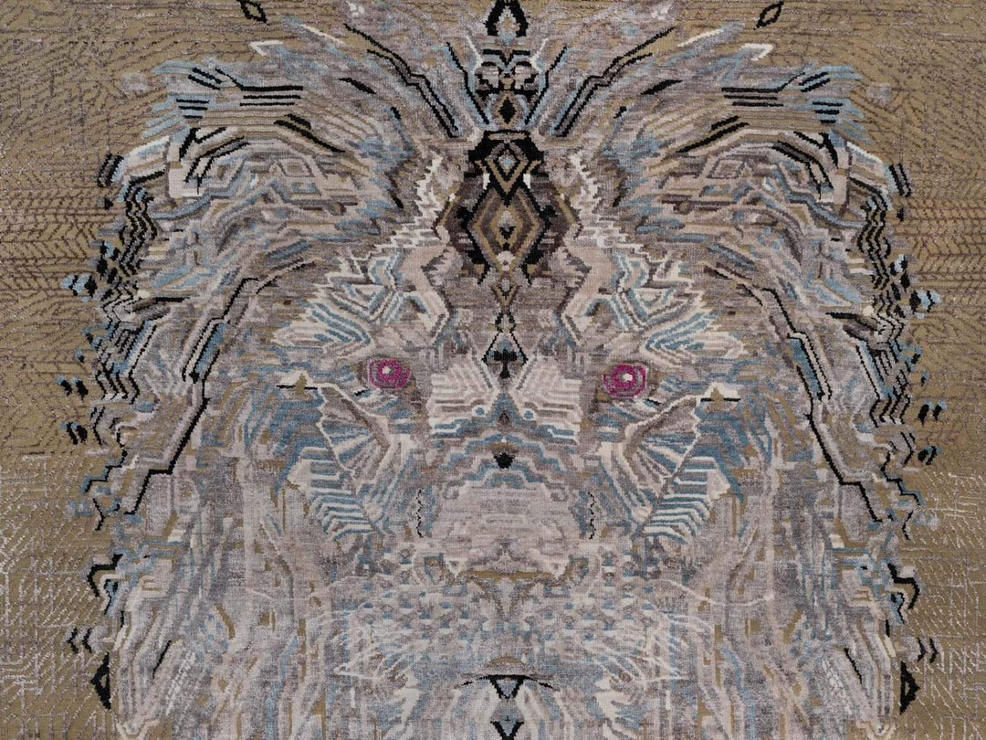 5'3" x 7'0" New Hand Knotted Brown Wool & Silk Rectangle Oriental Rug - MOA10292072