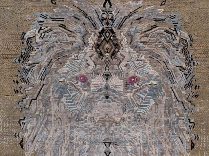 5'3" x 7'0" New Hand Knotted Brown Wool & Silk Rectangle Oriental Rug - MOA10292072