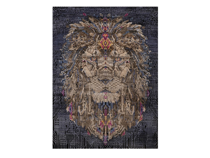 5'3" x 7'1" New Hand Knotted Black Wool & Silk Rectangle Oriental Rug - MOA10292073