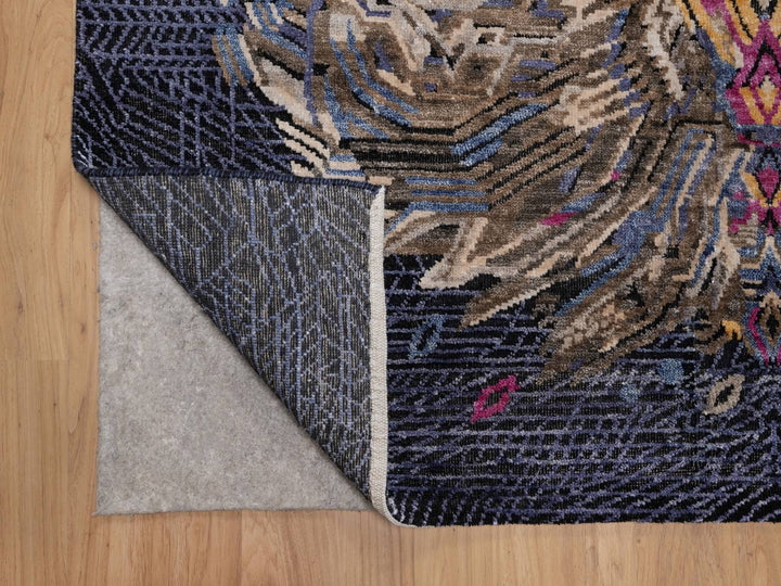 5'3" x 7'1" New Hand Knotted Black Wool & Silk Rectangle Oriental Rug - MOA10292073