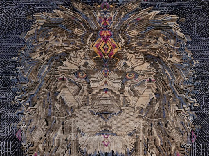 5'3" x 7'1" New Hand Knotted Black Wool & Silk Rectangle Oriental Rug - MOA10292073