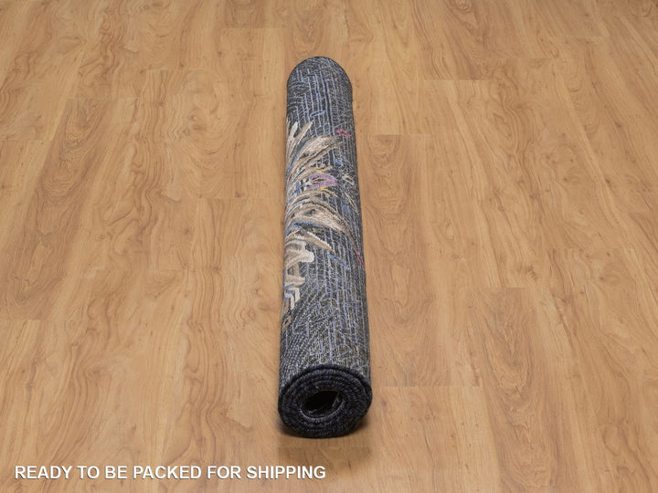 5'3" x 7'1" New Hand Knotted Black Wool & Silk Rectangle Oriental Rug - MOA10292073