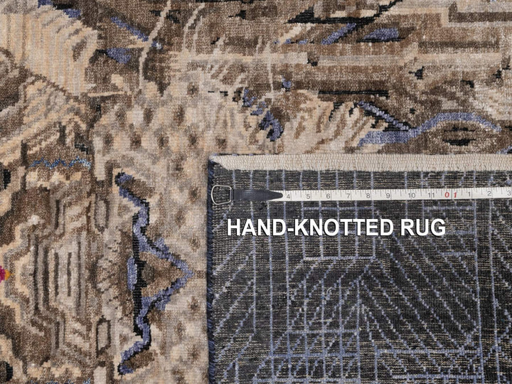 5'3" x 7'1" New Hand Knotted Black Wool & Silk Rectangle Oriental Rug - MOA10292073