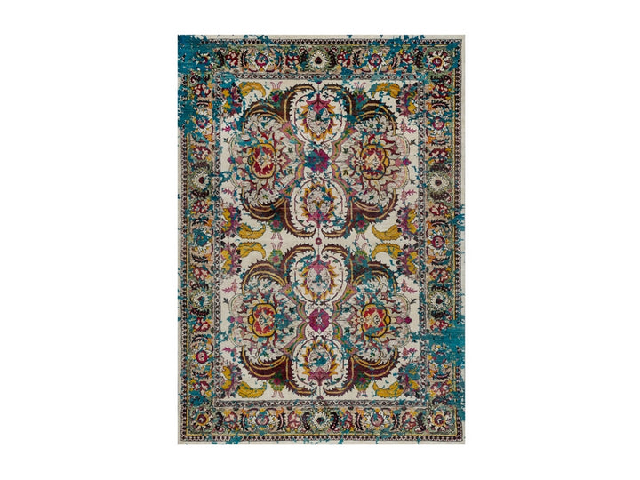 4'11" x 7'1" New Hand Knotted Ivory Wool & Silk Rectangle Oriental Rug - MOA10292074