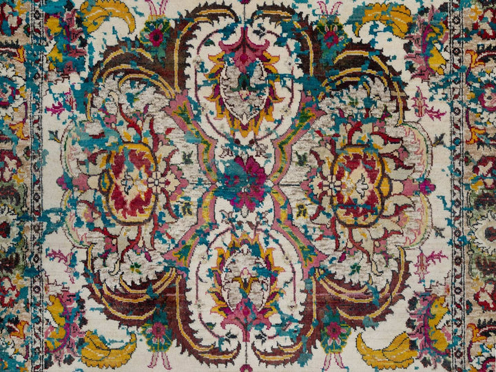 4'11" x 7'1" New Hand Knotted Ivory Wool & Silk Rectangle Oriental Rug - MOA10292074