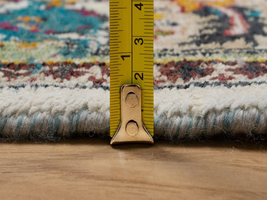 4'11" x 7'1" New Hand Knotted Ivory Wool & Silk Rectangle Oriental Rug - MOA10292074