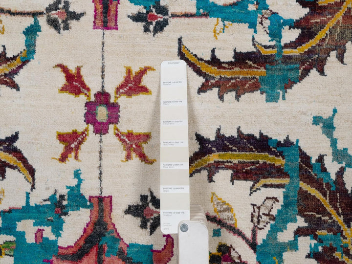 8'11" x 12'2" New Hand Knotted Ivory Wool & Silk Rectangle Oriental Rug - MOA10292076