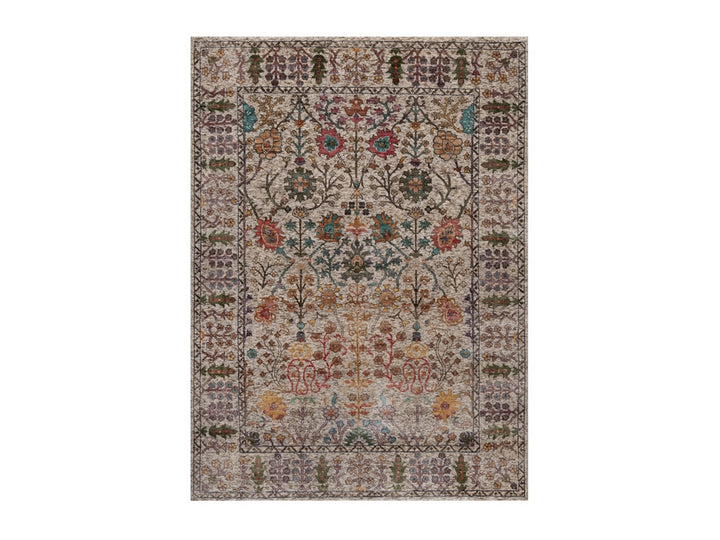 5'0" x 6'11" New Hand Knotted Ivory Wool & Silk Rectangle Oriental Rug - MOA10292078