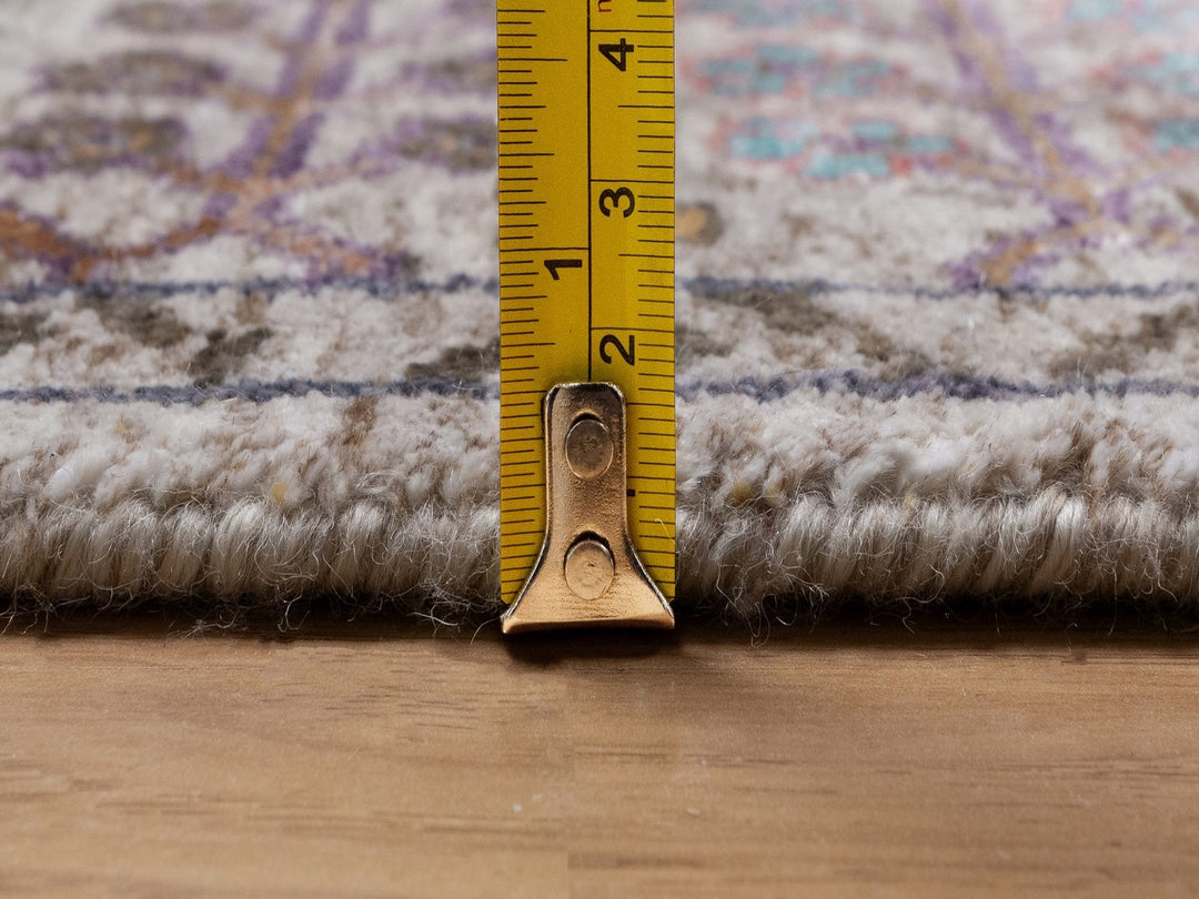 5'0" x 6'11" New Hand Knotted Ivory Wool & Silk Rectangle Oriental Rug - MOA10292078