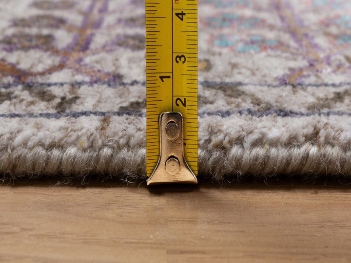 5'0" x 6'11" New Hand Knotted Ivory Wool & Silk Rectangle Oriental Rug - MOA10292078