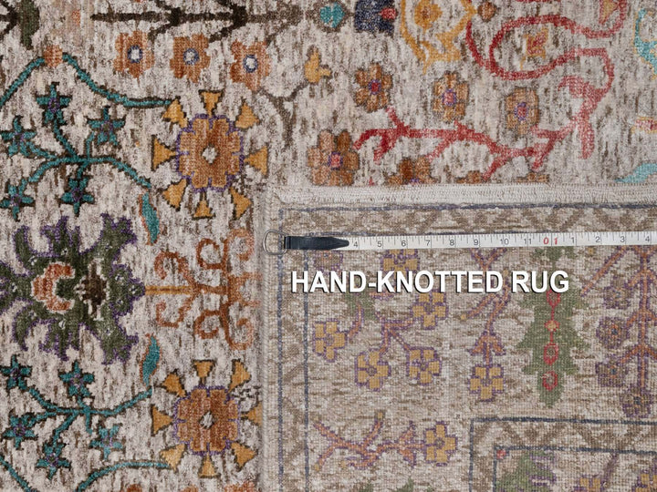 5'0" x 6'11" New Hand Knotted Ivory Wool & Silk Rectangle Oriental Rug - MOA10292078