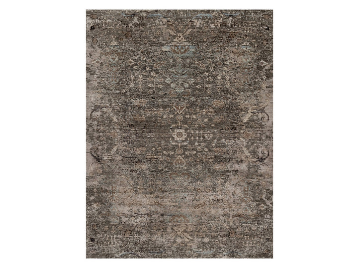 5'3" x 7'0" New Hand Knotted Brown Wool & Silk Rectangle Oriental Rug - MOA10292079