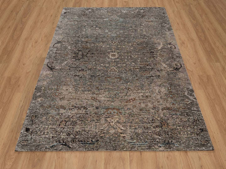 5'3" x 7'0" New Hand Knotted Brown Wool & Silk Rectangle Oriental Rug - MOA10292079
