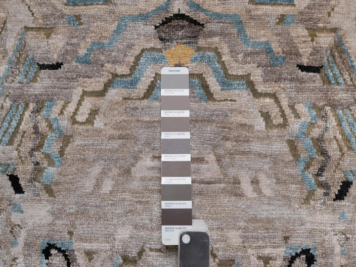 9'2" x 12'0" New Hand Knotted Black Wool & Silk Rectangle Oriental Rug - MOA10292080