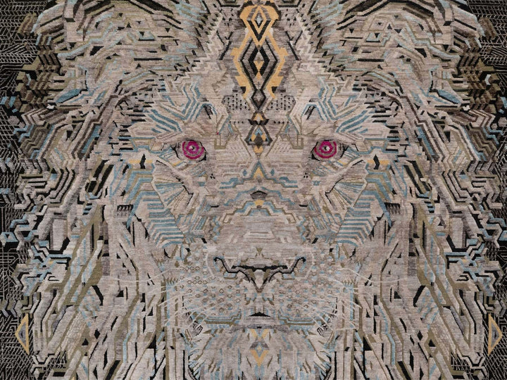 9'2" x 12'0" New Hand Knotted Black Wool & Silk Rectangle Oriental Rug - MOA10292080