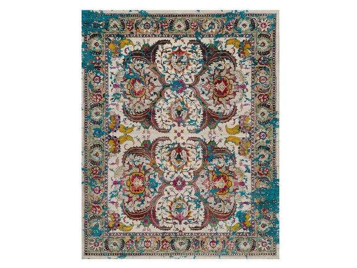 7'11" x 10'0" New Hand Knotted Ivory Wool & Silk Rectangle Oriental Rug - MOA10292081