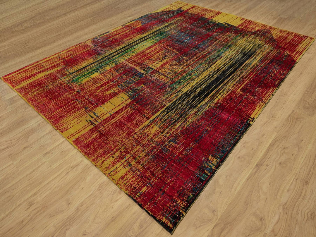 8'10" x 12'2" New Hand Knotted Red Wool & Silk Rectangle Oriental Rug - MOA10292082