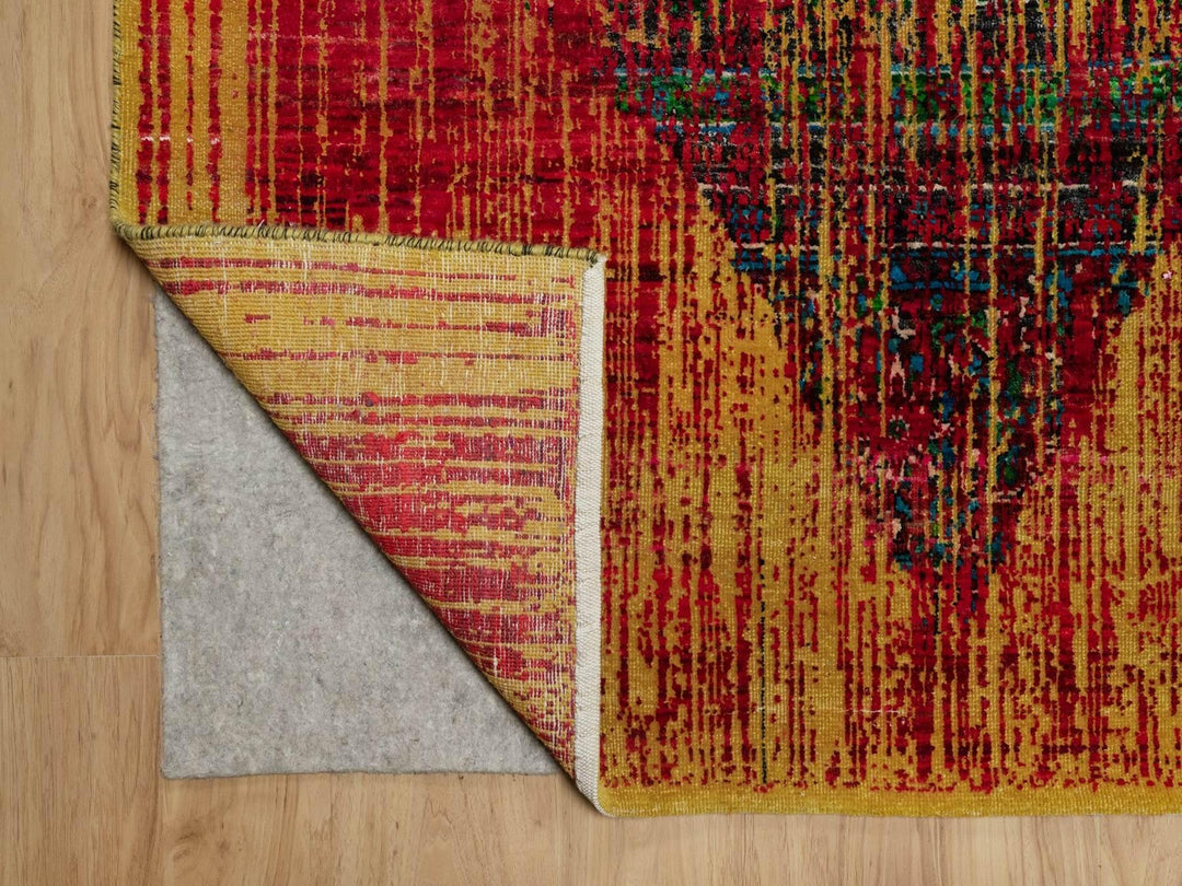 8'10" x 12'2" New Hand Knotted Red Wool & Silk Rectangle Oriental Rug - MOA10292082