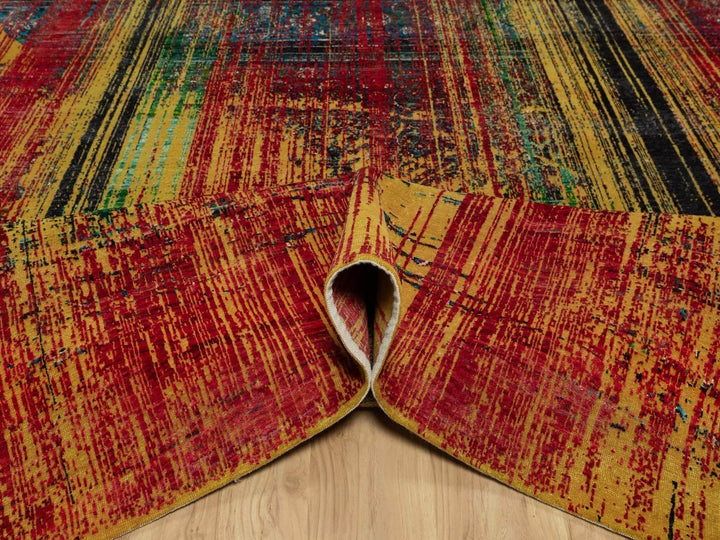 8'10" x 12'2" New Hand Knotted Red Wool & Silk Rectangle Oriental Rug - MOA10292082