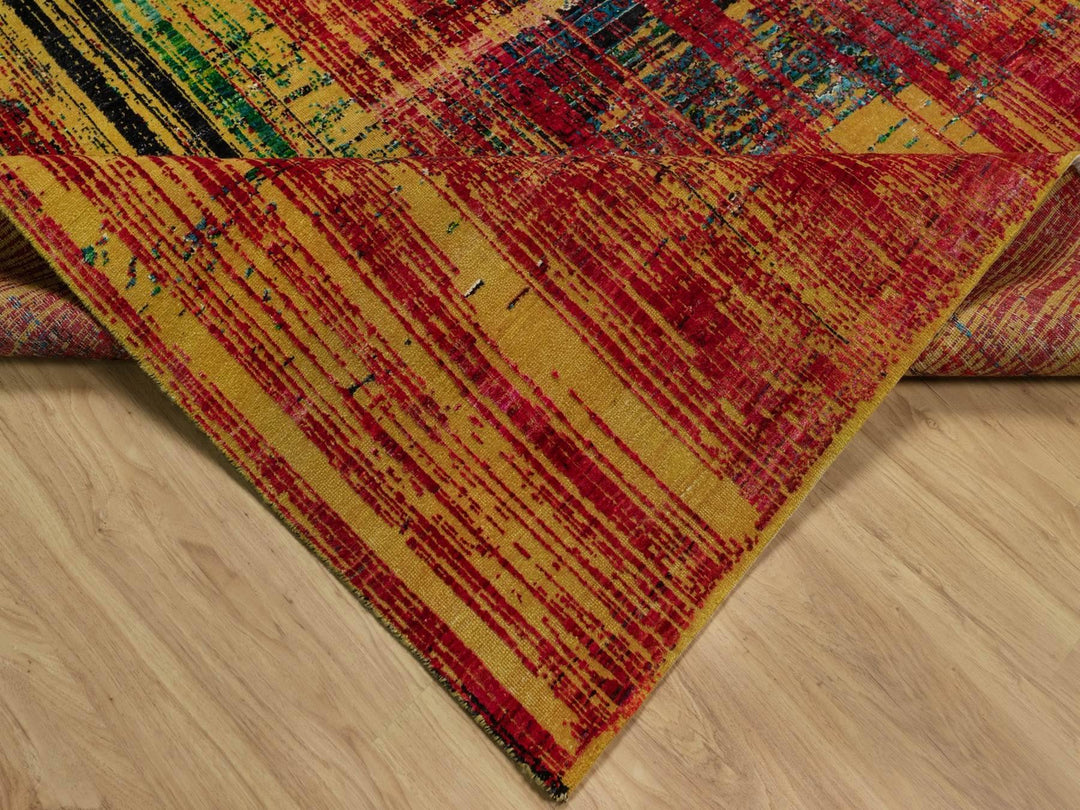 8'10" x 12'2" New Hand Knotted Red Wool & Silk Rectangle Oriental Rug - MOA10292082