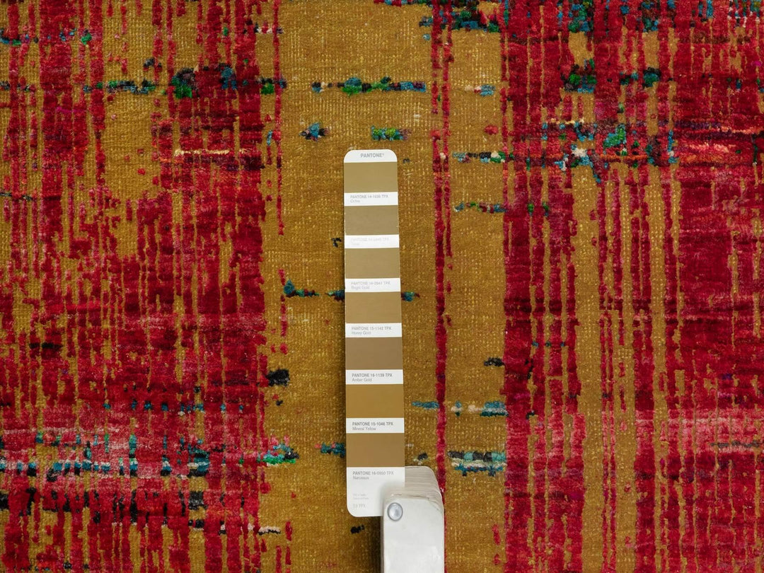 8'10" x 12'2" New Hand Knotted Red Wool & Silk Rectangle Oriental Rug - MOA10292082