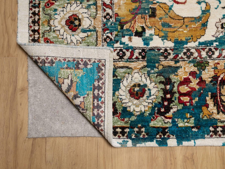 10'0" x 14'0" New Hand Knotted Ivory Wool & Silk Rectangle Oriental Rug - MOA10292083