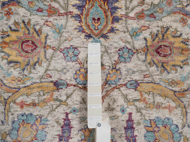 2'2" x 3'0" New Hand Knotted Ivory Wool & Silk Rectangle Oriental Rug - MOA10292085