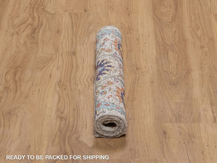 2'2" x 3'0" New Hand Knotted Ivory Wool & Silk Rectangle Oriental Rug - MOA10292085