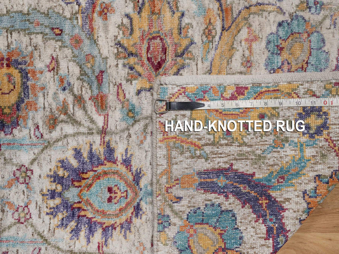 2'2" x 3'0" New Hand Knotted Ivory Wool & Silk Rectangle Oriental Rug - MOA10292085